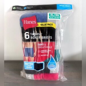 Hanes 6 Pack Men's Underwear Tagless Boxer Briefs Size XL 40 - 42”- New & Sealed
